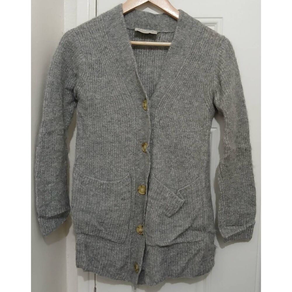 Everlane womens small‎ fine wool alpaca cardigan sweater gray button front